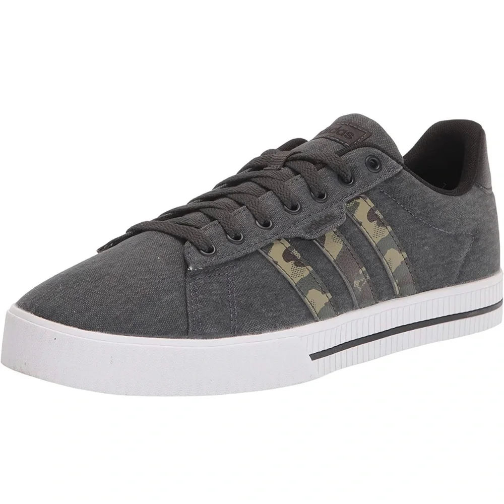 adidas Men's Daily Skate Shoe Camouflage army stripe Carbon grey sneaker runner - Picture 2 of 9